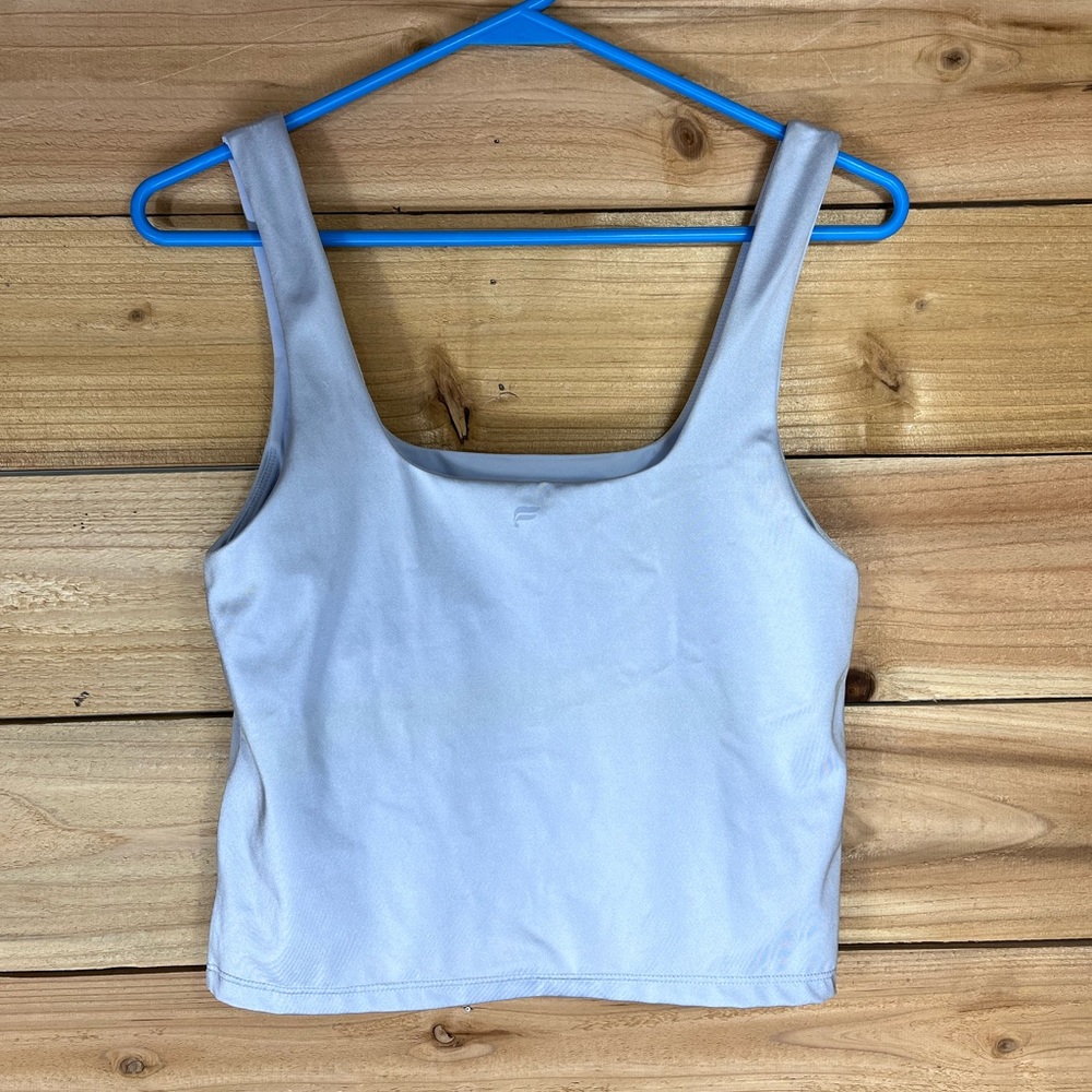 Fabletics Lydia Shine Tank Built in Bra, Womens M, Iridescent Powder Blue